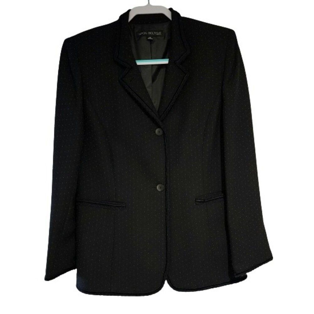 Albert Nipon Boutique Black Polka Dot Blazer Jacket Women's Size 10